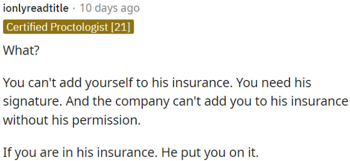 The company can't include OP without his consent