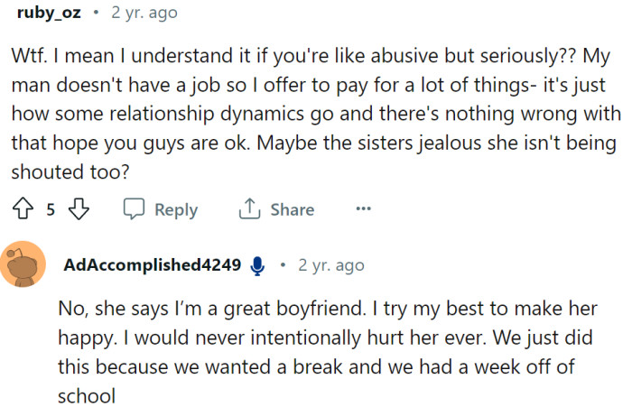 This is how relationships work, and OP has nothing to be ashamed of
