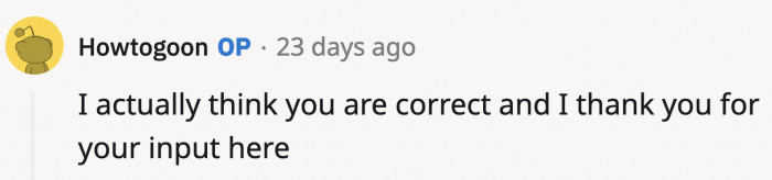 OP appreciated the comment and thinks they're right.