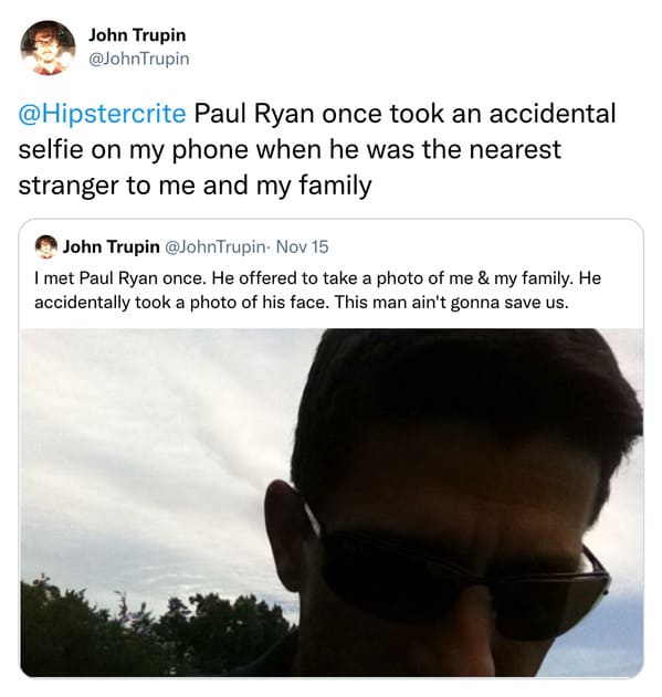 Paul Ryan took a selfie while photographing a family
