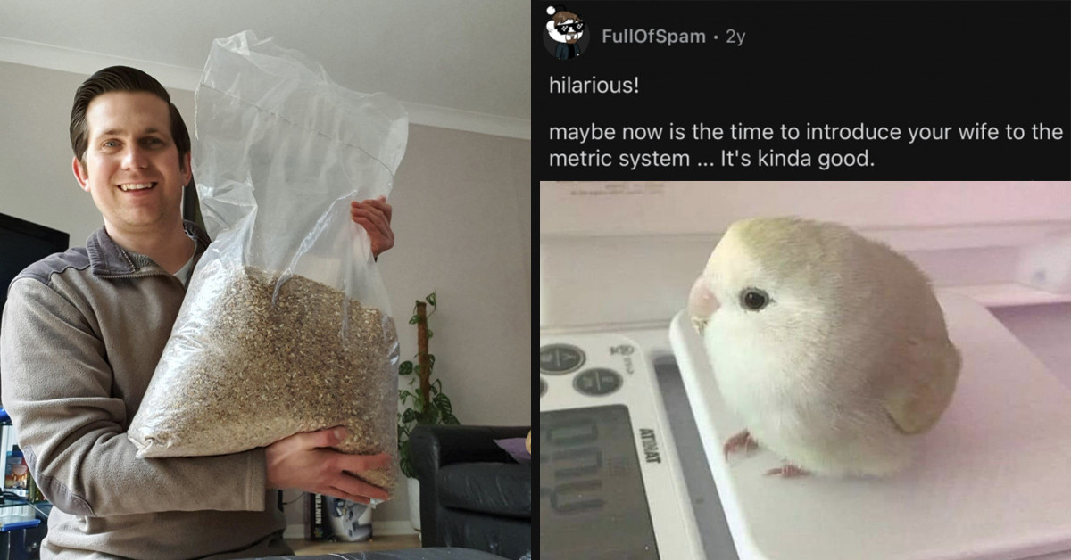 Redditor's Wife Orders Four Sacks Of Birdseed Weighing 12.5kg Each Because She's Not Used To The Metric System