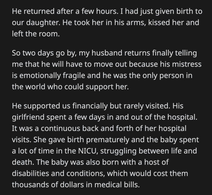 She knew her husband would cause their baby nothing but pain, so she listened to her parents' advice.