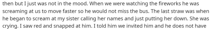 She goes into even more detail about what happened and why he was annoying them so much during their trip.