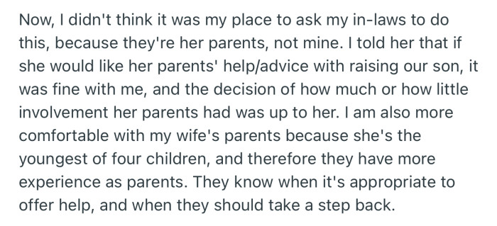 OP is fine with his in-laws offering advice on parenting, but won’t be taking any from his own parents
