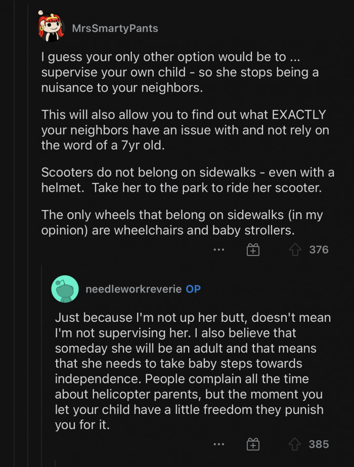 The user told OP to supervise their child more.