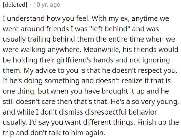 OP should finish the trip and move on without talking to him again.