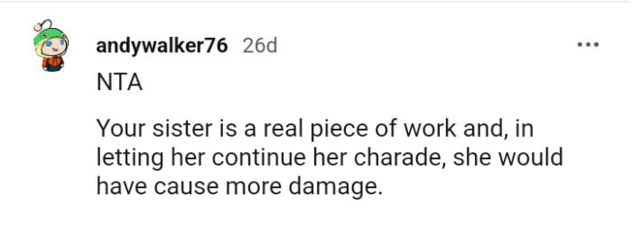 OP's sister is a real piece of work