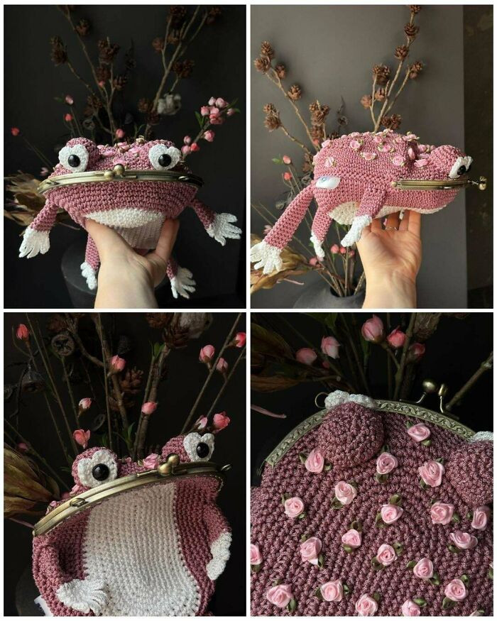 "Frog Bags With Tiny Roses"