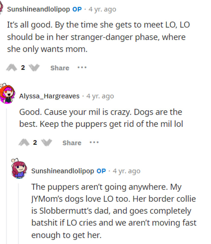 It seems that OP has a bit of a plan for this so she doesn't have to worry about anything concerning LO and MIL.