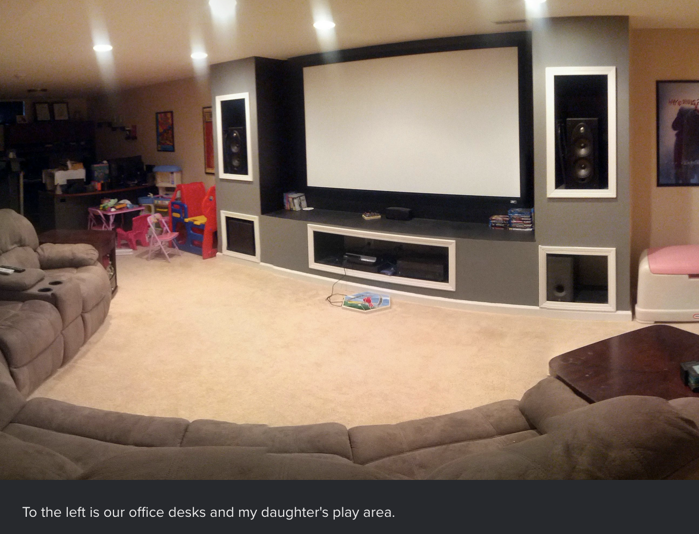 Their basement is now an entertainment area for the whole family!