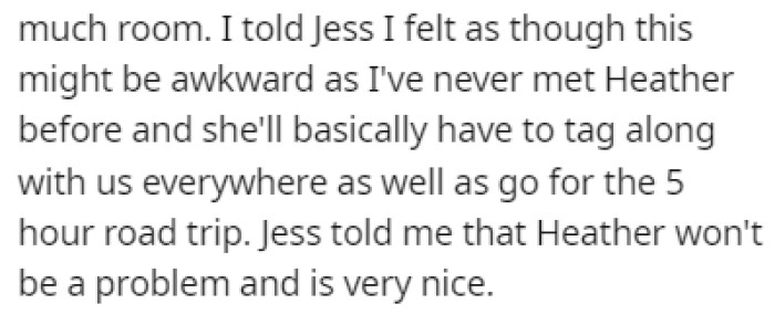 Jess kept insisting that Heather is nice and there won't be any problems