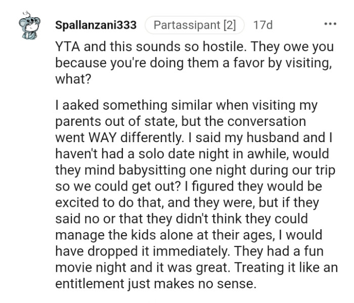 The OP is not doing them a favor in any way