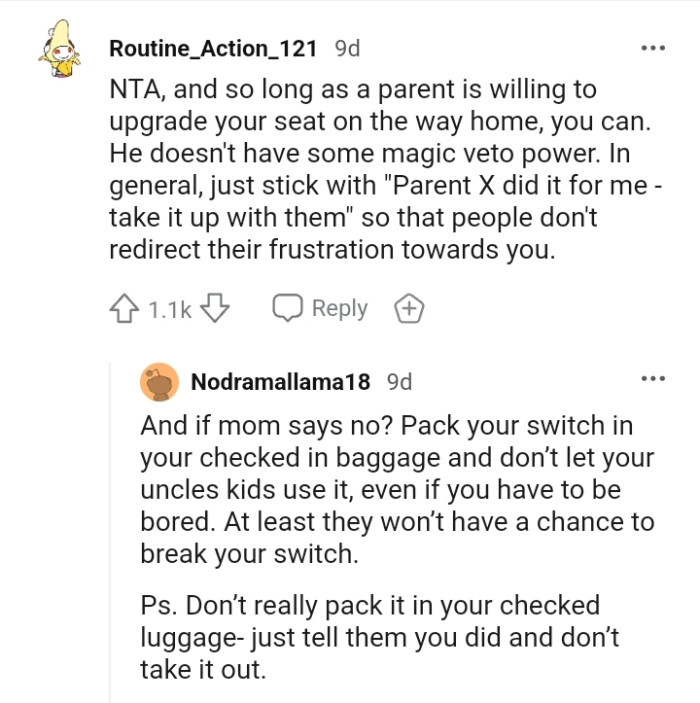 So Long as a Parent Is Willing to Upgrade the Seat on the OP's Way Home