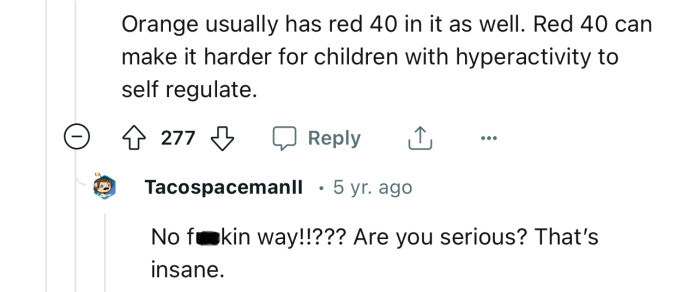 Apparently, Orange Soda Has Red 40 in It