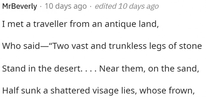 This person came in with a quote and some advice from a wise person that they met once.