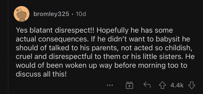 What OP's son did is blatant disrespect.
