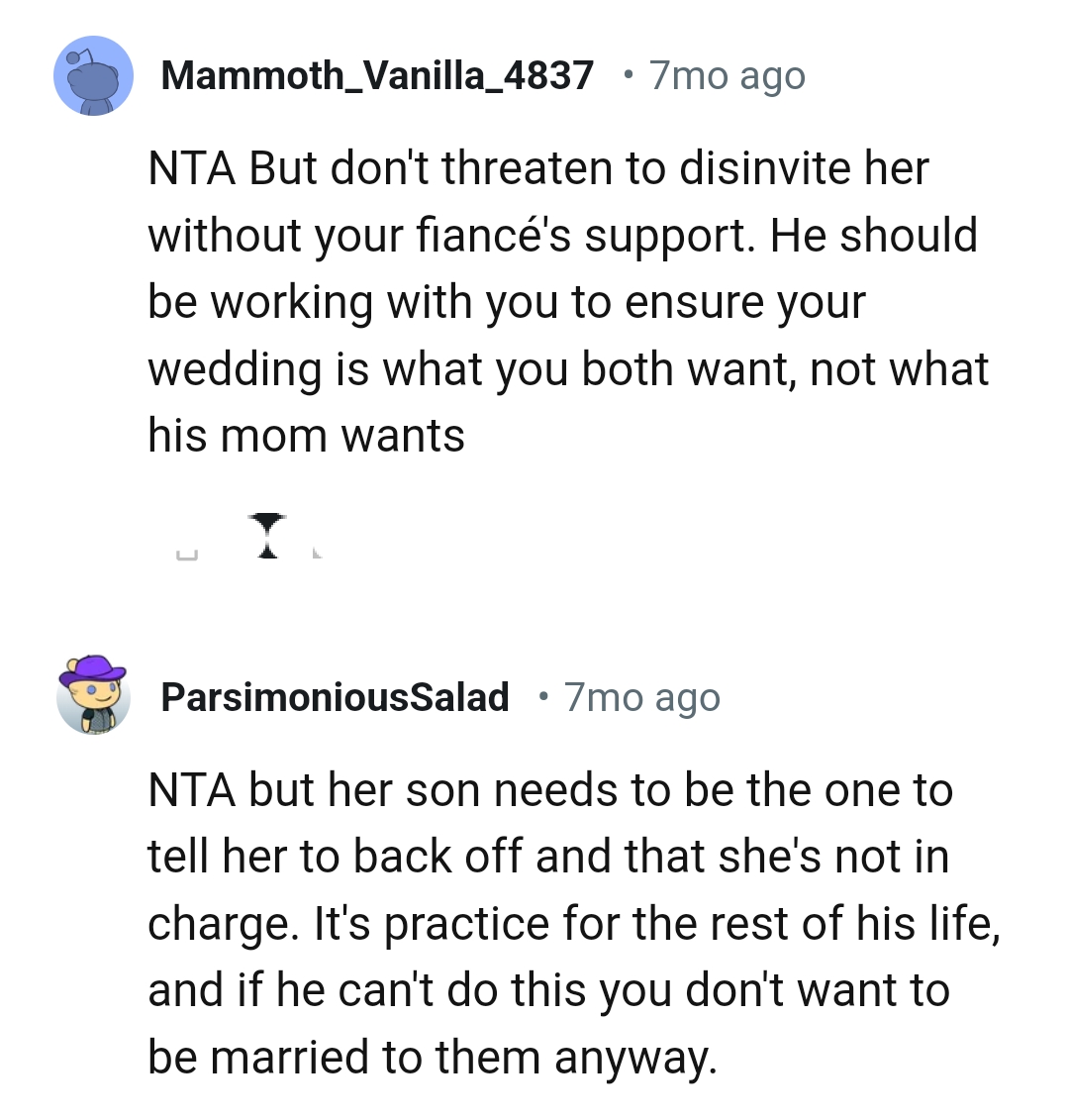 Her son should be the one telling her to back off