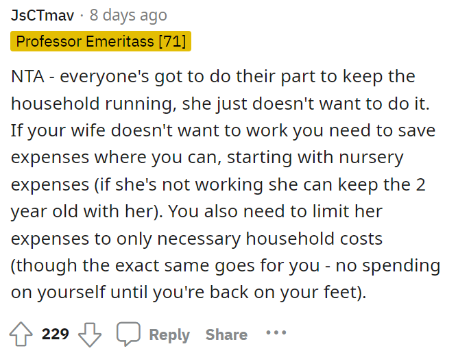 This is true as well, because everyone must do their part, and it's important that he stands up for what he needs to do for their family.