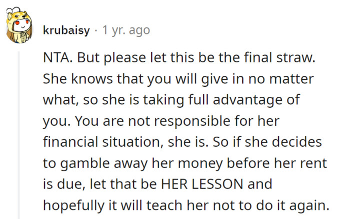 Mom's casino days are over—time to fold and learn that rent isn't a gamble. The wallet's not the jackpot, and life's not a game of chance!