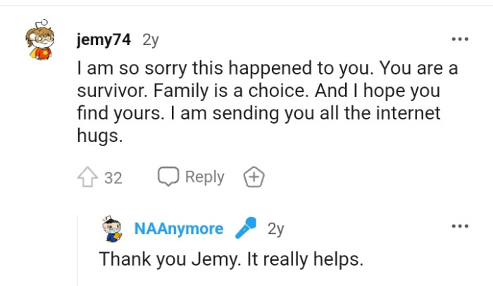Redditors showered the OP with so much support and hugs in the comments. Here are some of their replies below