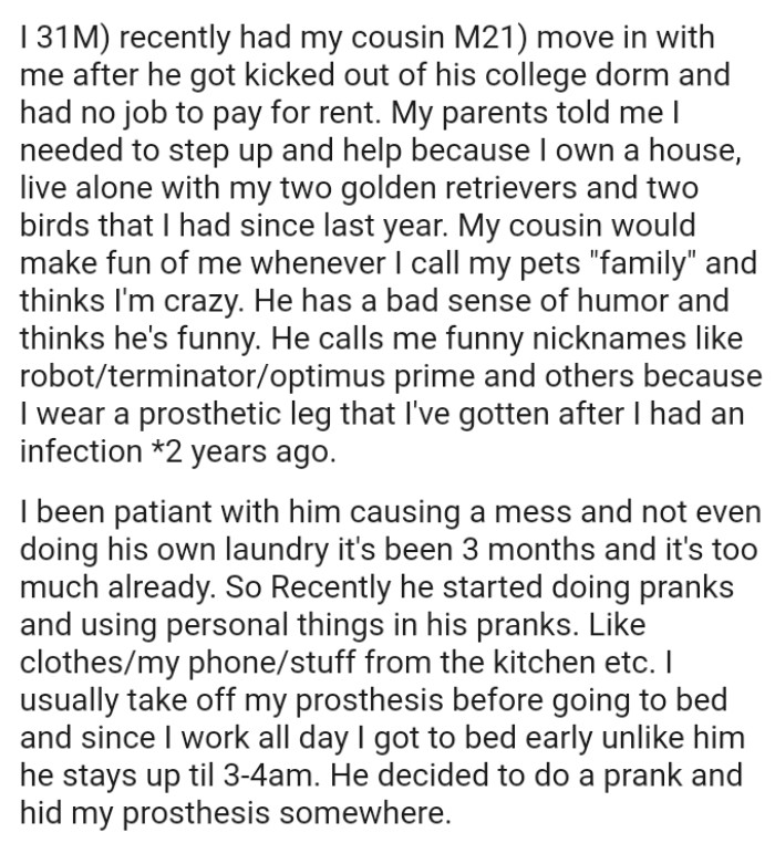 OP's cousin would make fun of him whenever he called his pets 