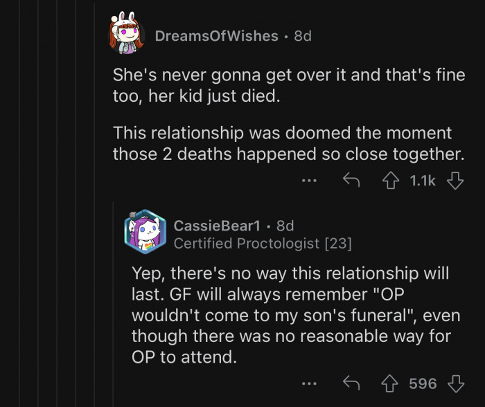 There was no reasonable way for OP to attend the funeral.