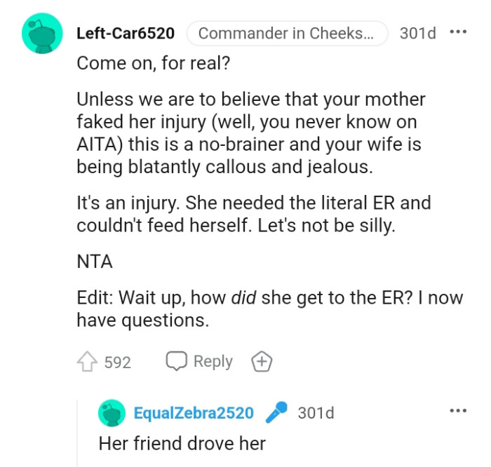 OP's wife is being blatantly callous and jealous