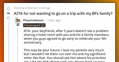 Woman Cancels Anniversary Trip Because BF's Mom Insists On The Whole Family Staying In The Same Hotel Room
