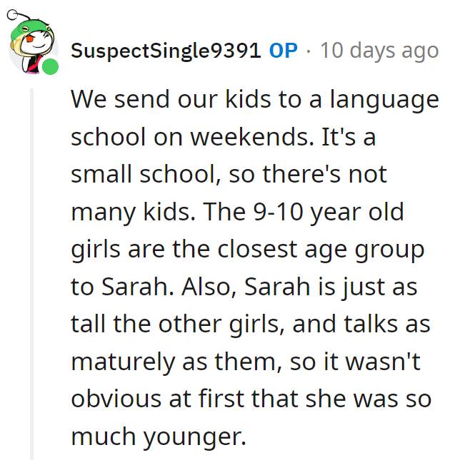 Looks like Sarah's mastered the language of hanging out with older kids too!