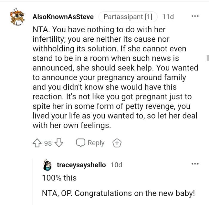 You have nothing to do with her infertility