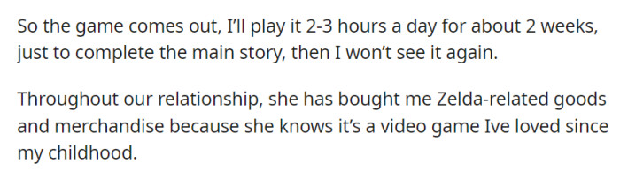 He plays a new Zelda game intensively for a couple of weeks upon release, and his wife's thoughtful gifts of Zelda merchandise reflect his enduring love for the game since childhood.