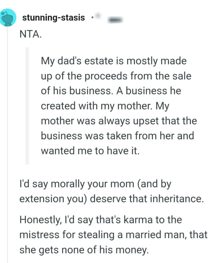 That is karma to the mistress