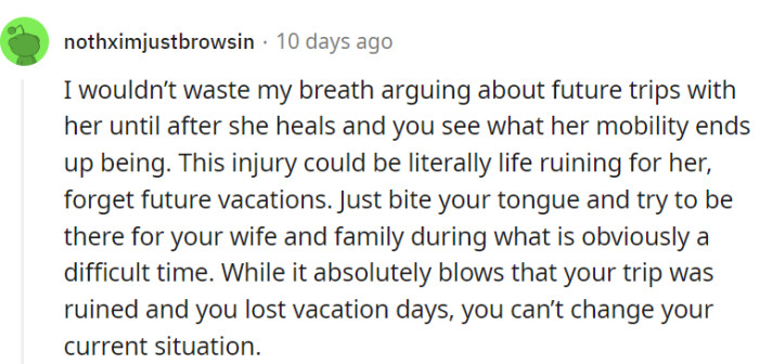 Life-altering injuries overshadow lost holidays.