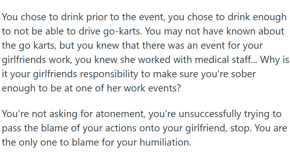 Why is it his girlfriend's responsibility to make sure he is sober?