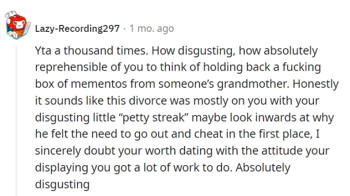 Yikes, OP got an earful from this commenter.