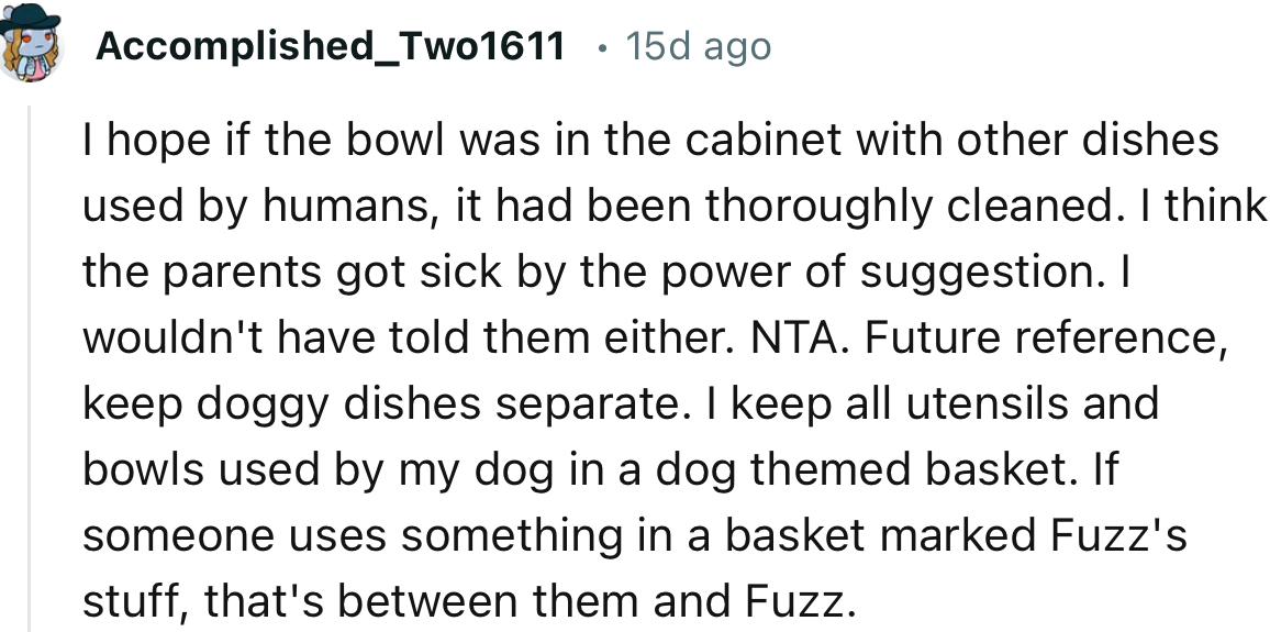“I think the parents got sick by the power of suggestion. I wouldn't have told them either.”