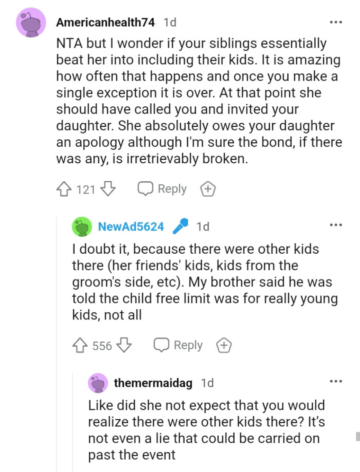 She Absolutely Owes the OP's Daughter an Apology