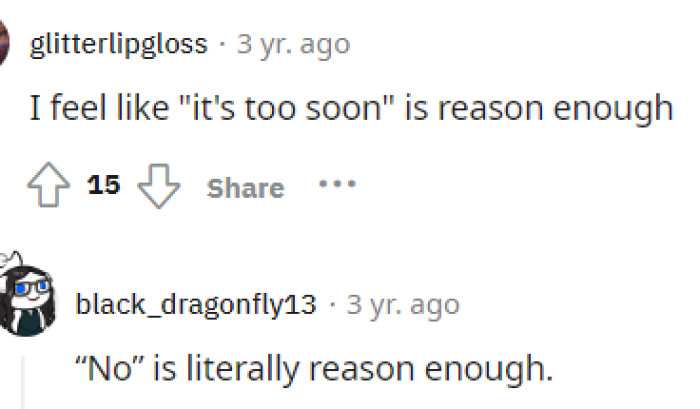 Everyone seemed to be on the side of the girl because she said no, and he really shouldn't be pressuring her anymore after that.