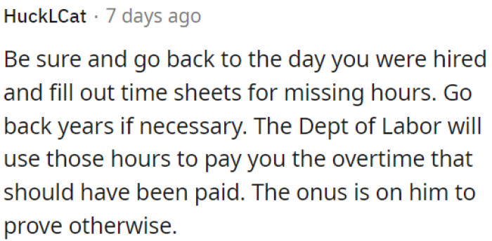 OP needs to make sure to retroactively fill out time sheets from his hire date, even going back several years if needed.