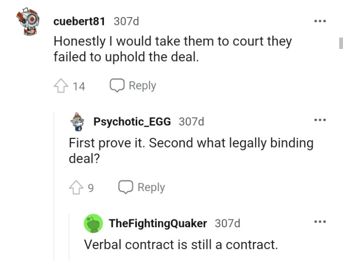 Legally binding deal