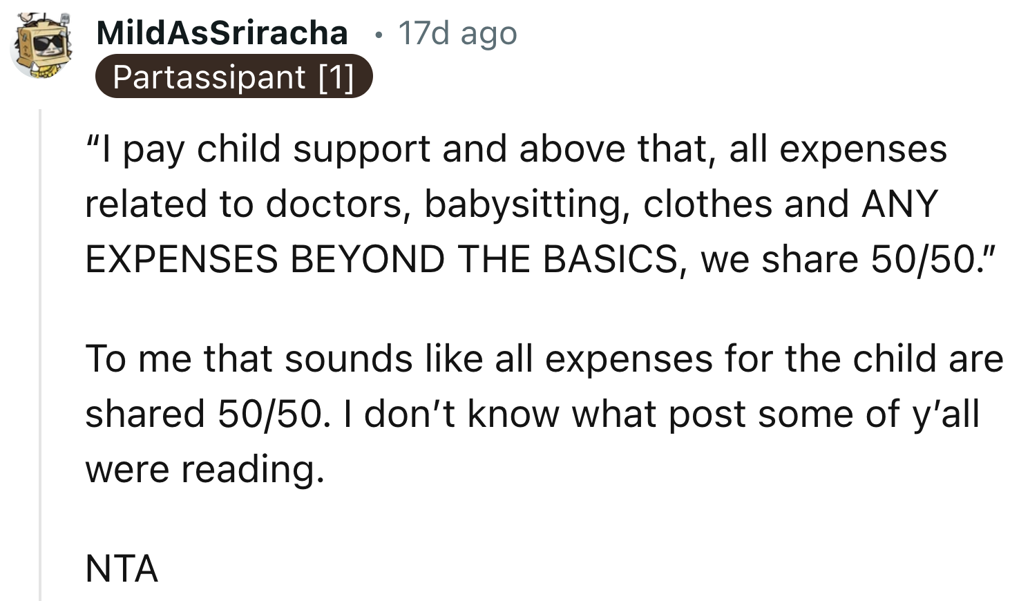 Expenses For The Child Should Be Equally Split