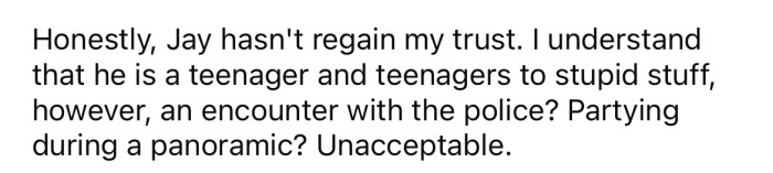 Jay still hasn't regained the OP's trust.