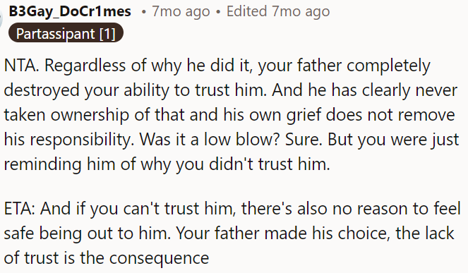 While his grief may be a factor, it doesn't absolve him of accountability.