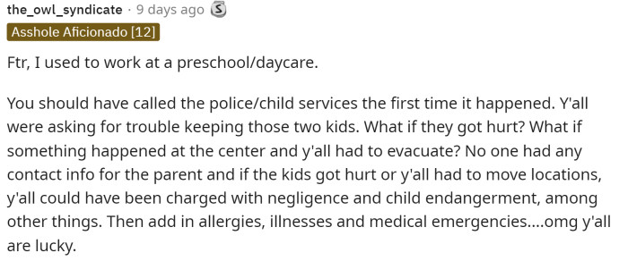 Many people were very disappointed in the way these daycare workers handled the situation, stating that they should have addressed it properly the first time.