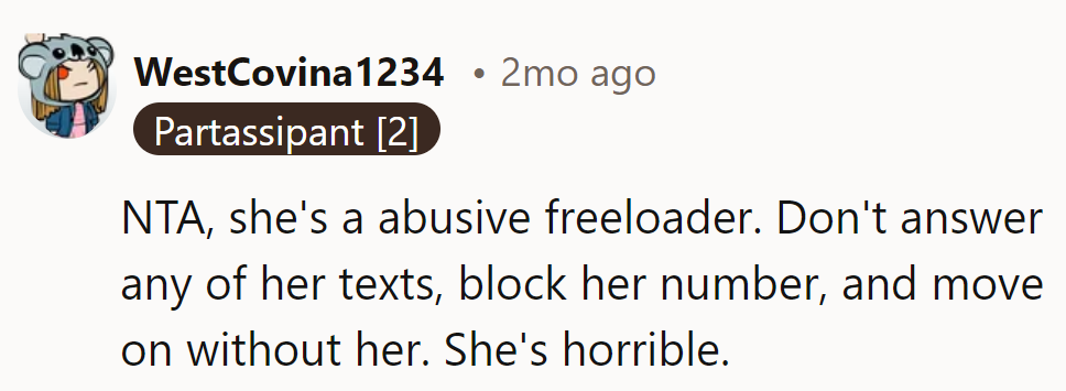 Block her, delete, and let her fade into the abyss of bad memories.