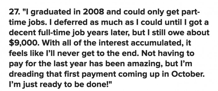 We are not looking forward to paying again in October.