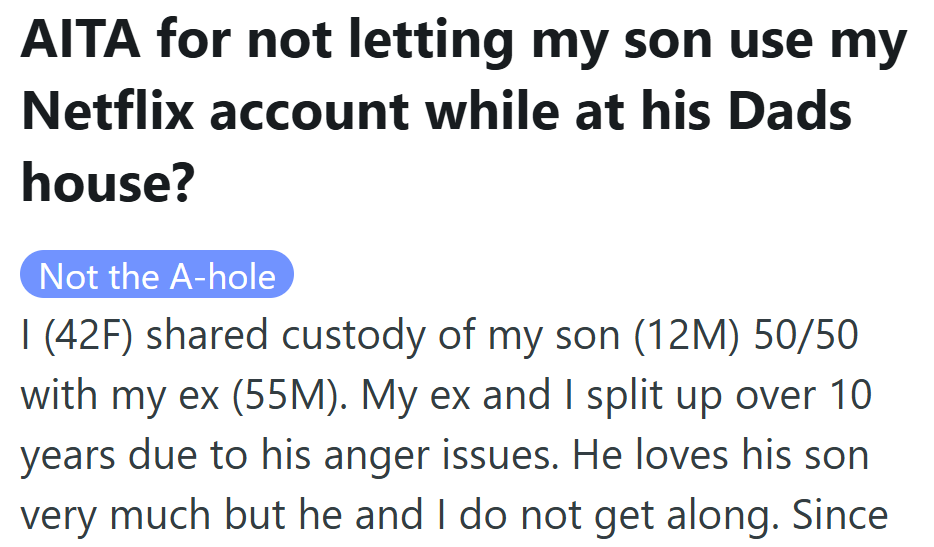 Shared custody, old wounds, and a streaming subscription caught in the middle.