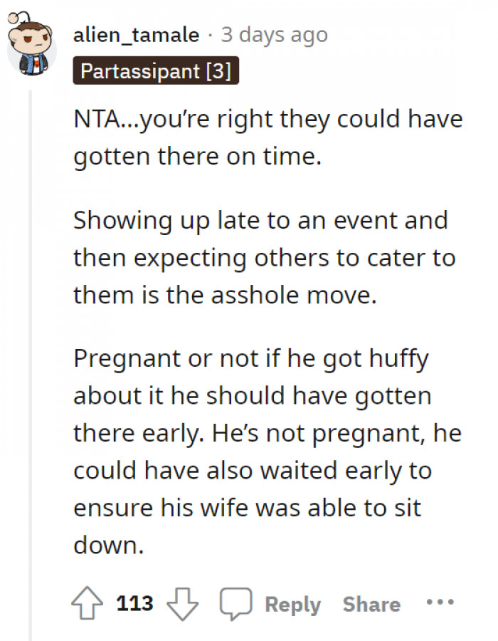 He really thought he could get away with using his pregnant wife as an excuse, huh...