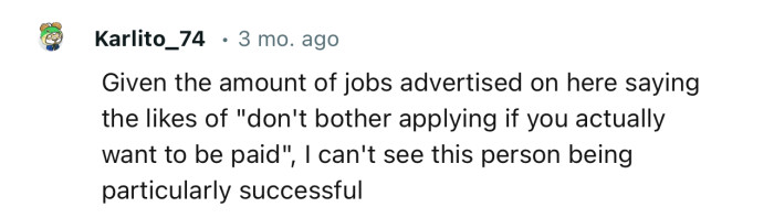 “I can't see this person being particularly successful.”