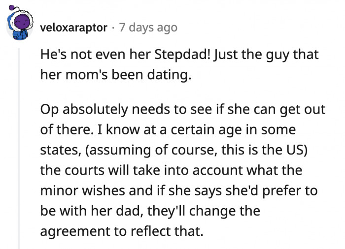 He's already being this controlling when he's not even married to OP's mom. Even if he were, it wouldn't make him OP's stepdad.